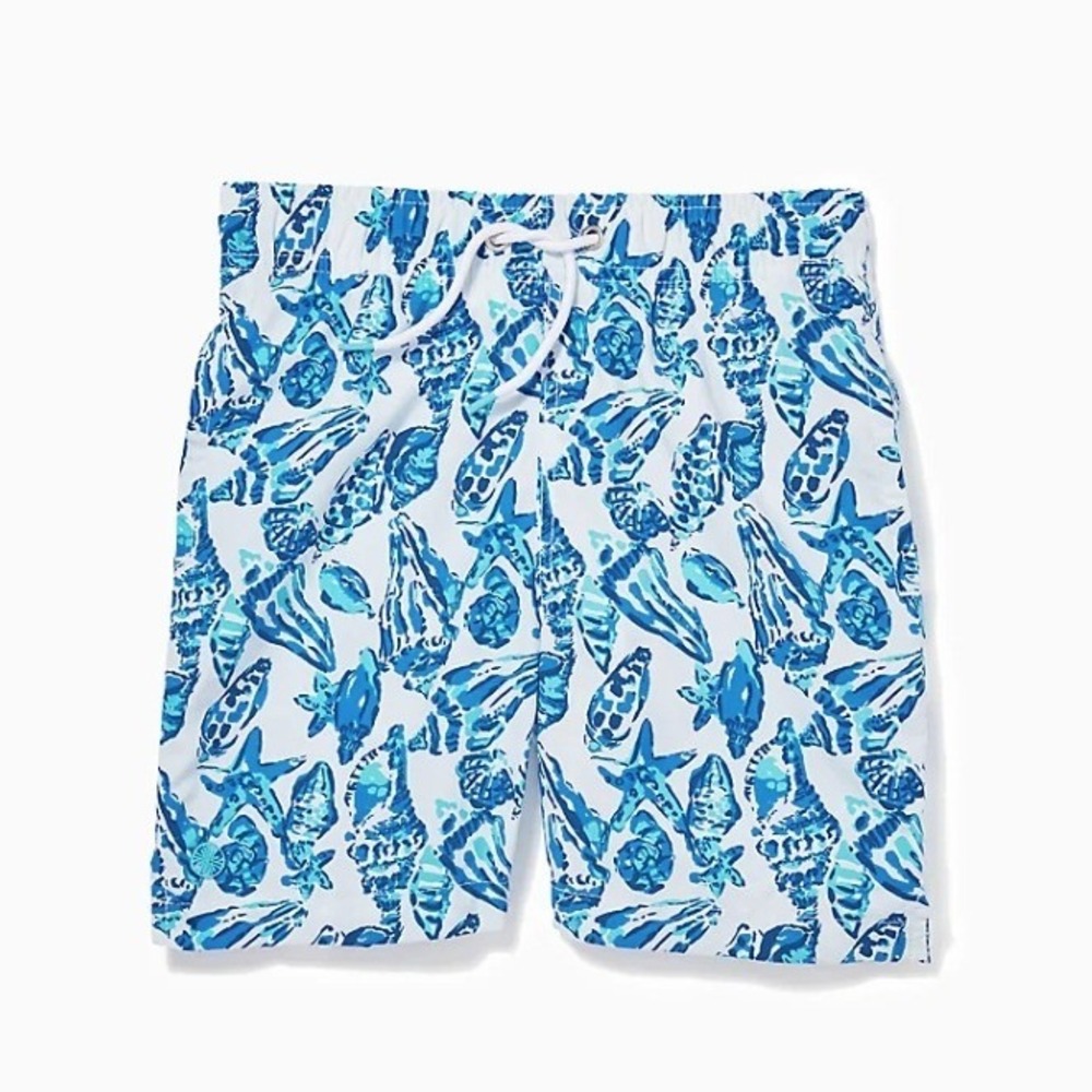 Lilly Pulitzer Boys Junior Capri Trunks Shell Collector Blue White XL 002110 - Picture 2 of 3
